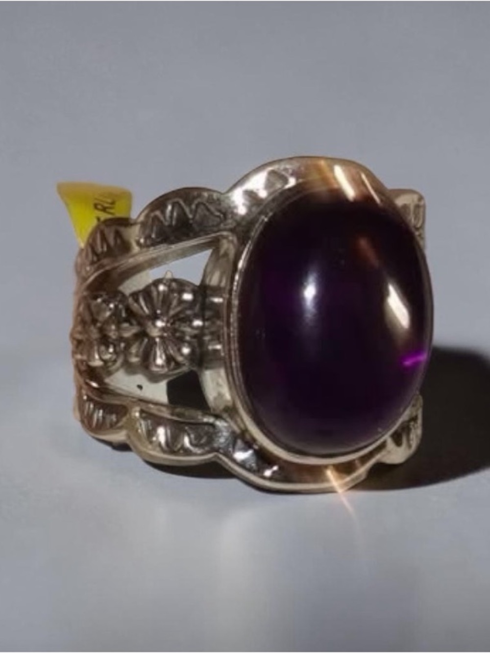 Really nice Sterling Silver SW design Ornate 3 Band Oval Amethyst Ring